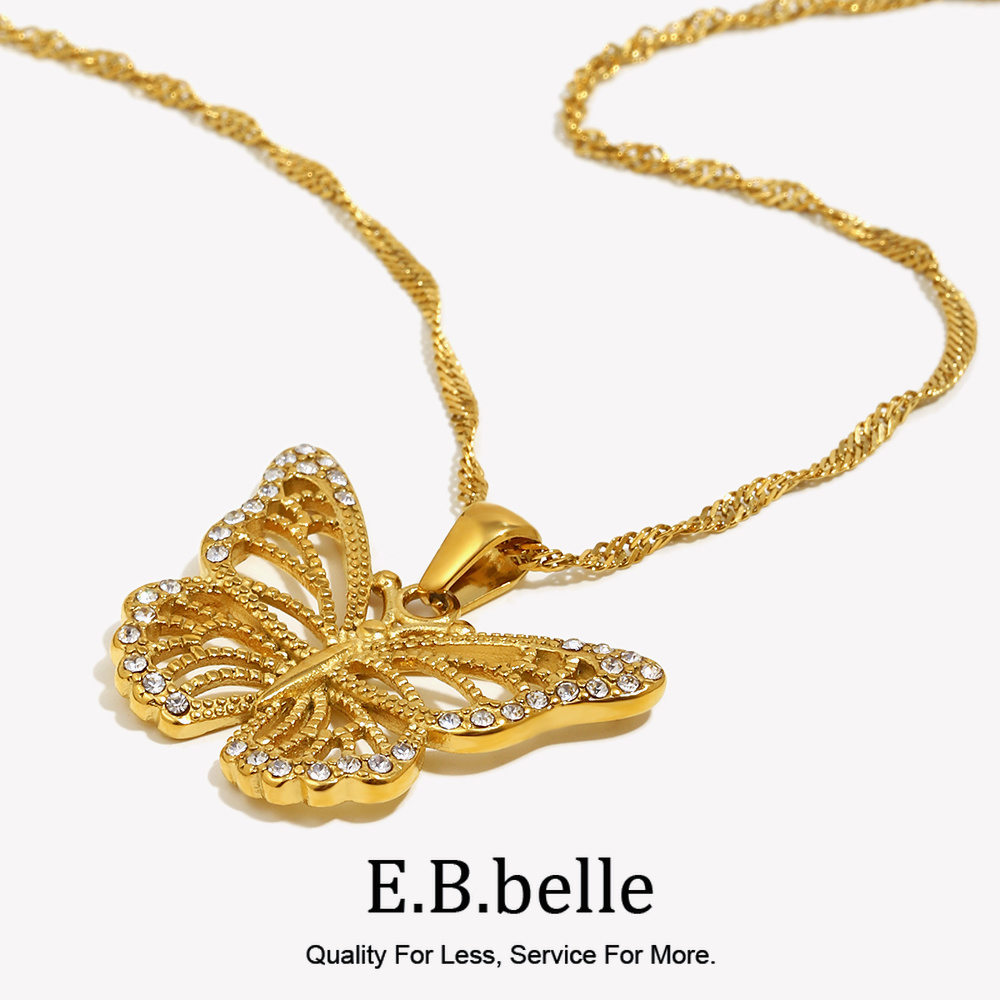 Butterfly Clasp Deployant - E.B.belle Jewelry Stainless Steel 18K Gold