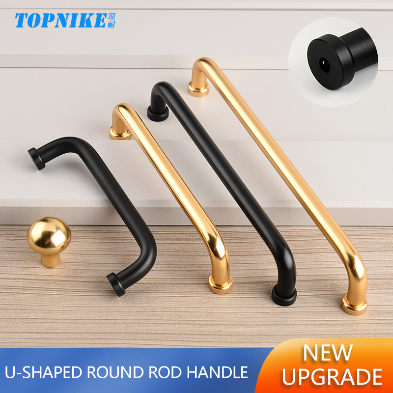 Curved Spring Bar - Modern Black Cabinet Handles for Kitchen