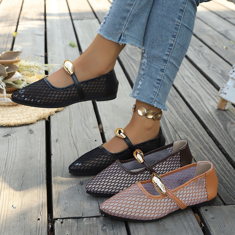 Women Mesh Mary Jane Flats Poi - огляд і ціна Mesh Strap Metal