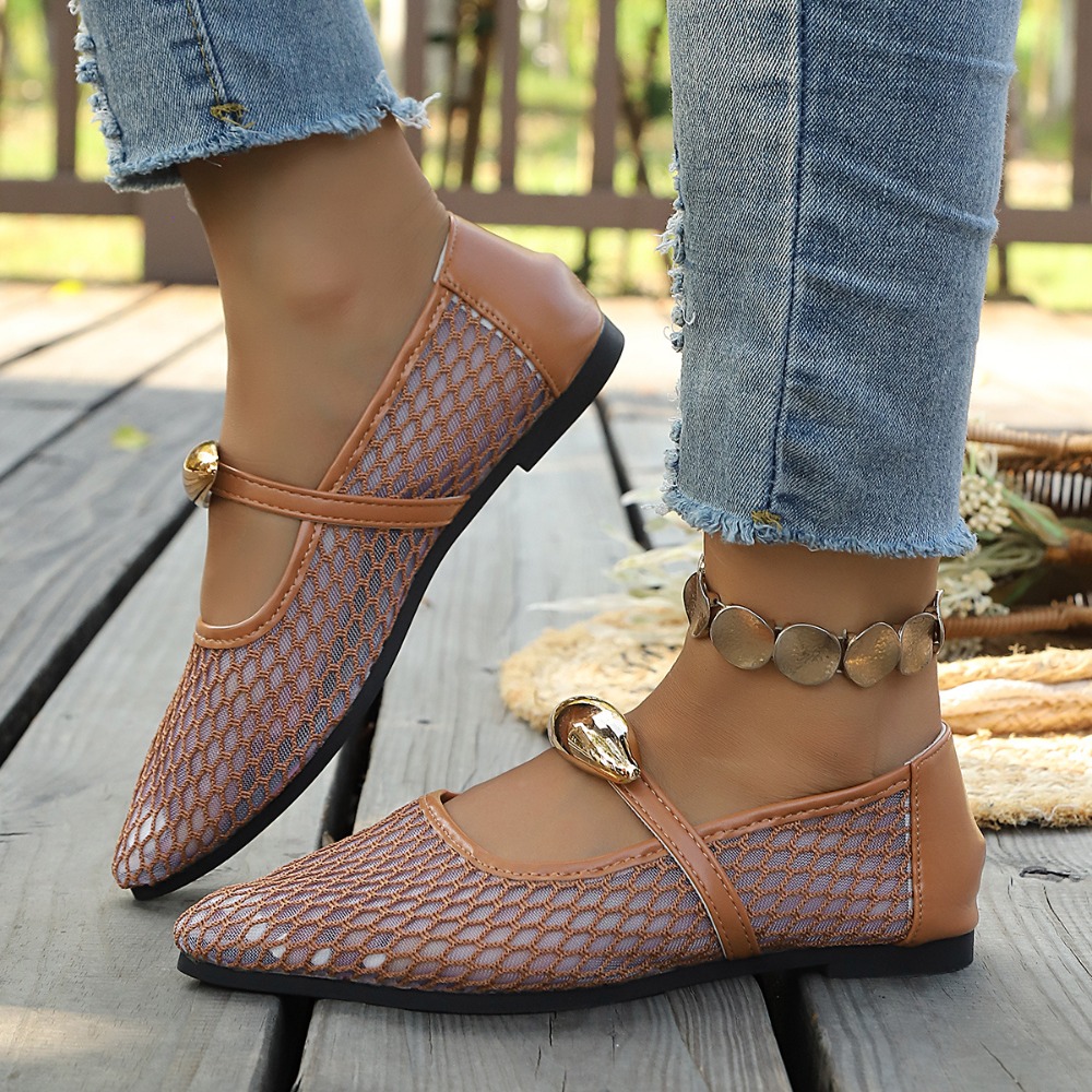 Women Mesh Mary Jane Flats Poi - огляд і ціна Mesh Strap Metal